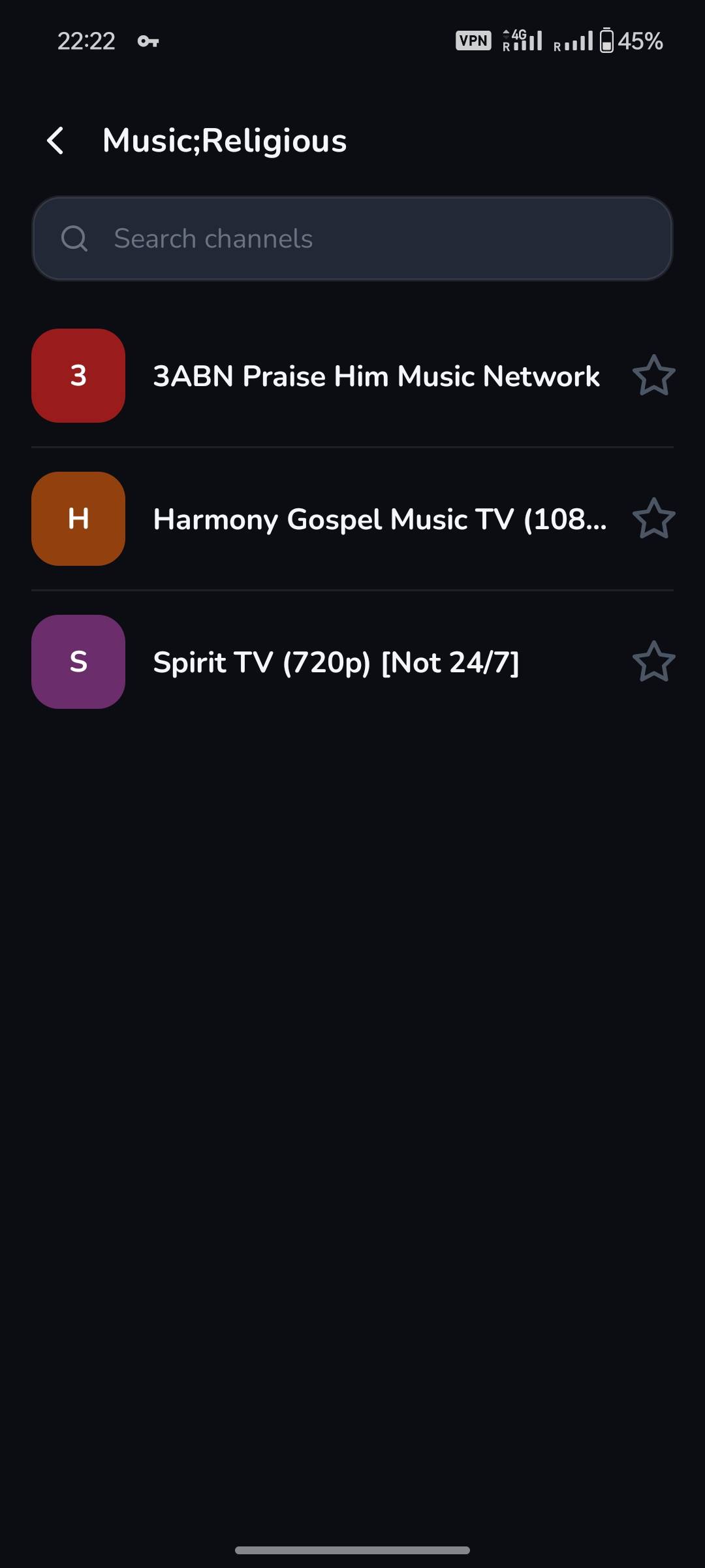 Search channels and save favorites